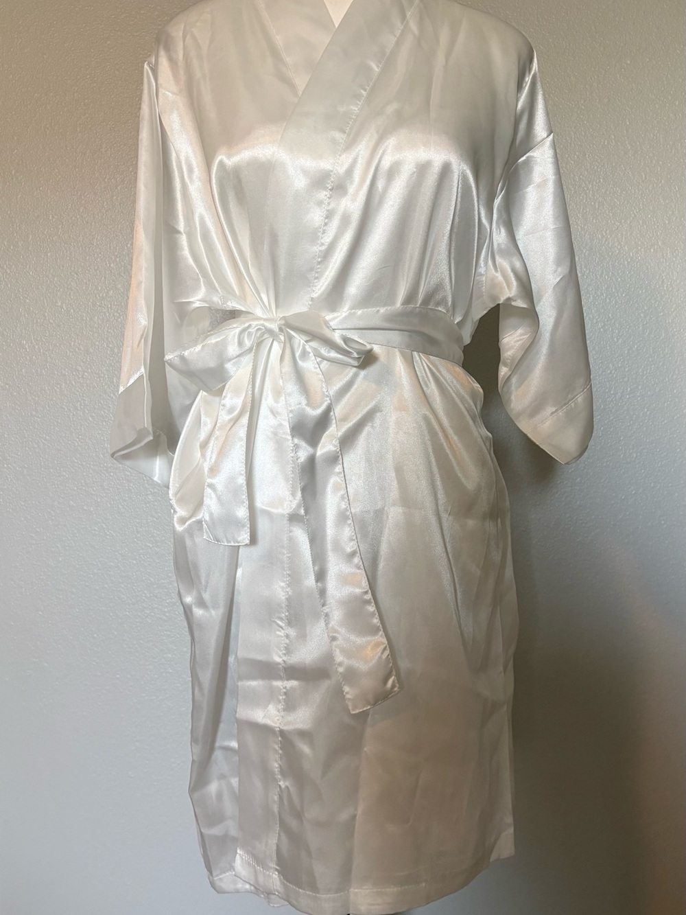 Silky White Satin Robe - Lightweight Kimono Wrap